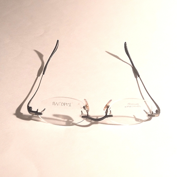 NEW 1990s Handmade TAKUMI Rimless Oval Unisex Vintage Eyeglasses Frames - Picture 9 of 12